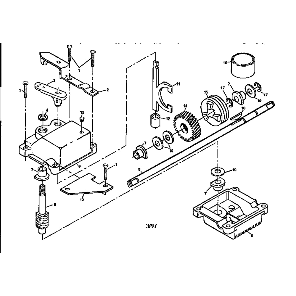 Gear Case Assembly Diagram and Parts List for HSDSP2255A  American Yard Products Lawn Mower